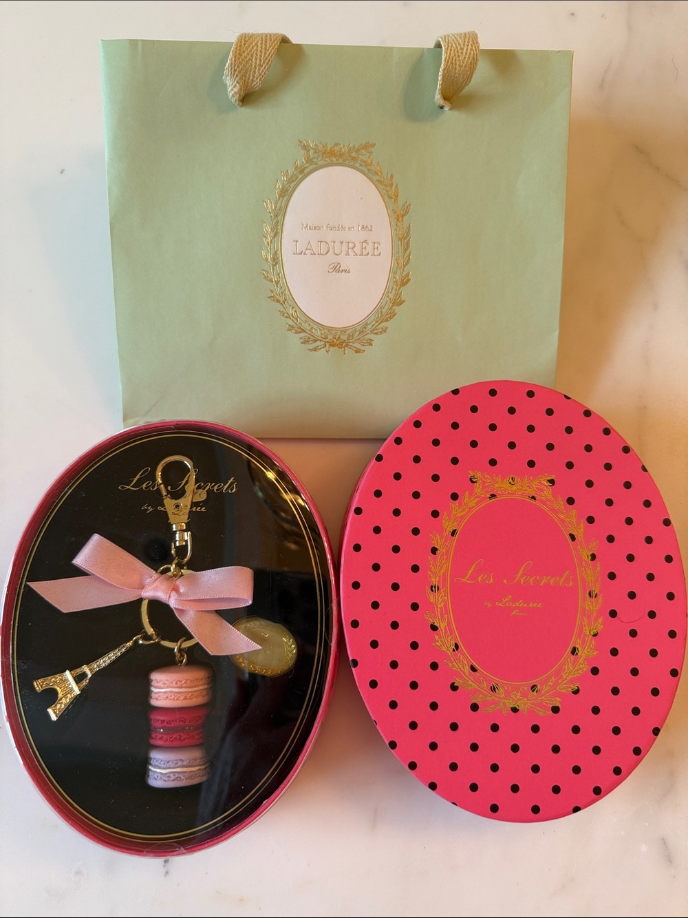 Ladurée Pink Macaron Keychain & Card Holder
